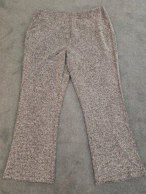 Modern Soul Women's 1X Brown Tweed Knit Flare Pants Stretch NWT Grandmacore
